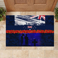 New Zealand and Australia ANZAC Day Rubber Doormat Lest We Forget Red Poppy Flowers and Soldier LT03 - Polynesian Pride