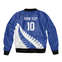 Custom New Zealand Cricket Bomber Jacket Kiwi Birds Haka Dance Blue Fern Sporty Style LT03 - Polynesian Pride