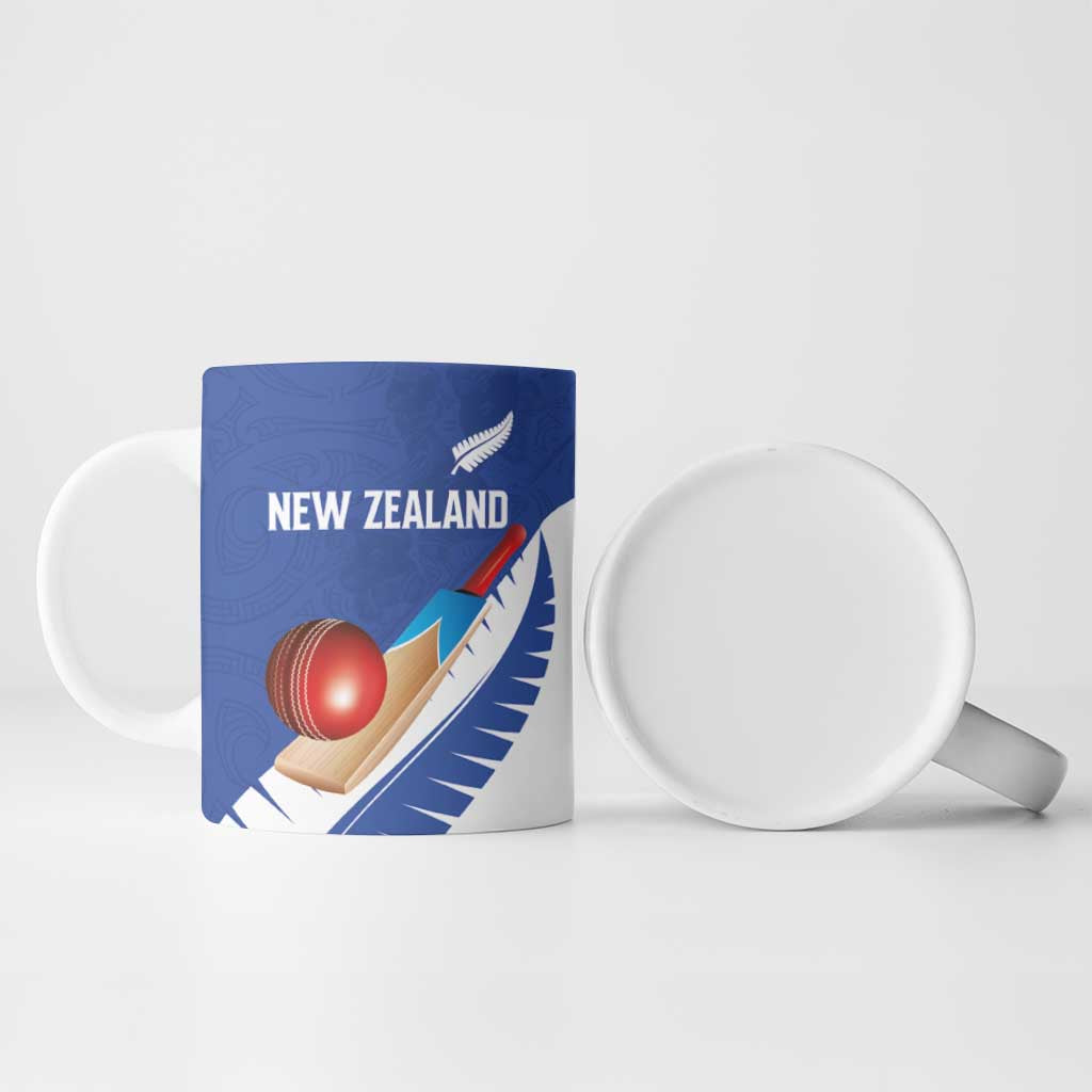 Custom New Zealand Cricket Ceramic Mug Kiwi Birds Haka Dance Blue Fern Sporty Style