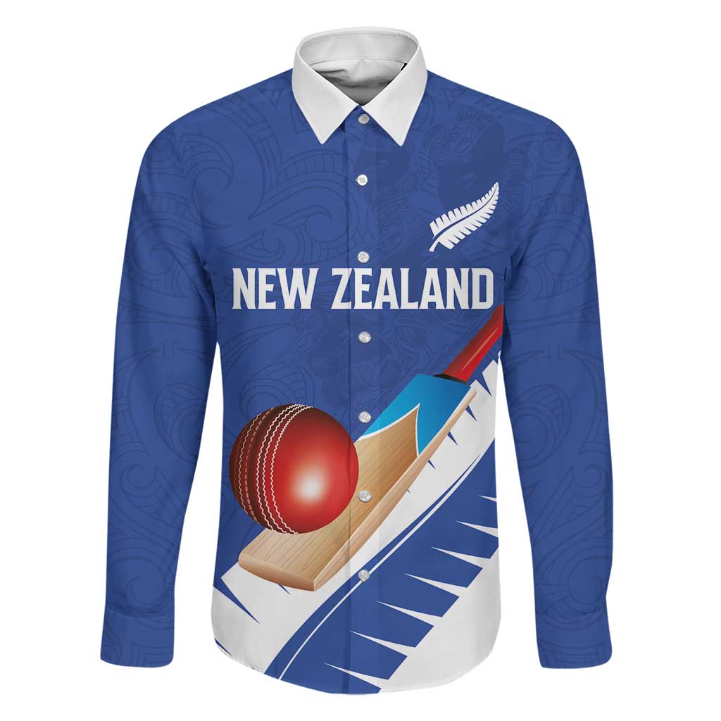 Custom New Zealand Cricket Family Matching Summer Maxi Dress and Hawaiian Shirt Kiwi Birds Haka Dance Blue Fern Sporty Style LT03 Dad's Shirt - Long Sleeve Blue - Polynesian Pride