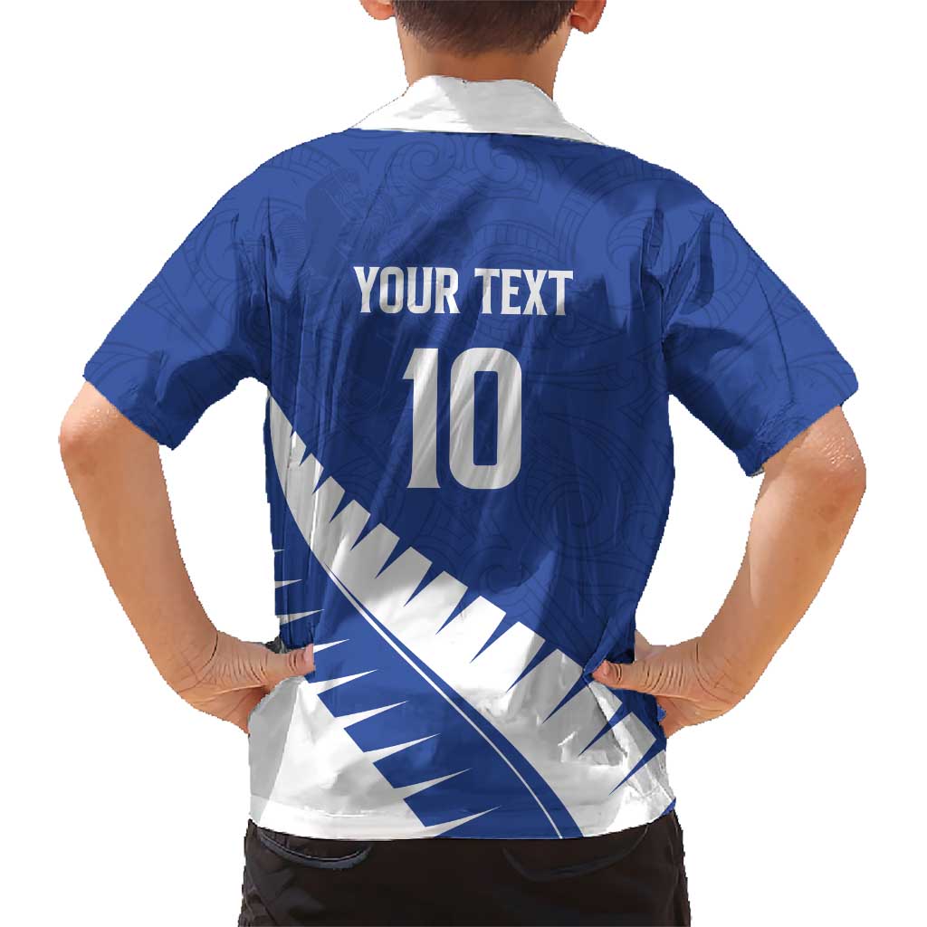 Custom New Zealand Cricket Hawaiian Shirt Kiwi Birds Haka Dance Blue Fern Sporty Style