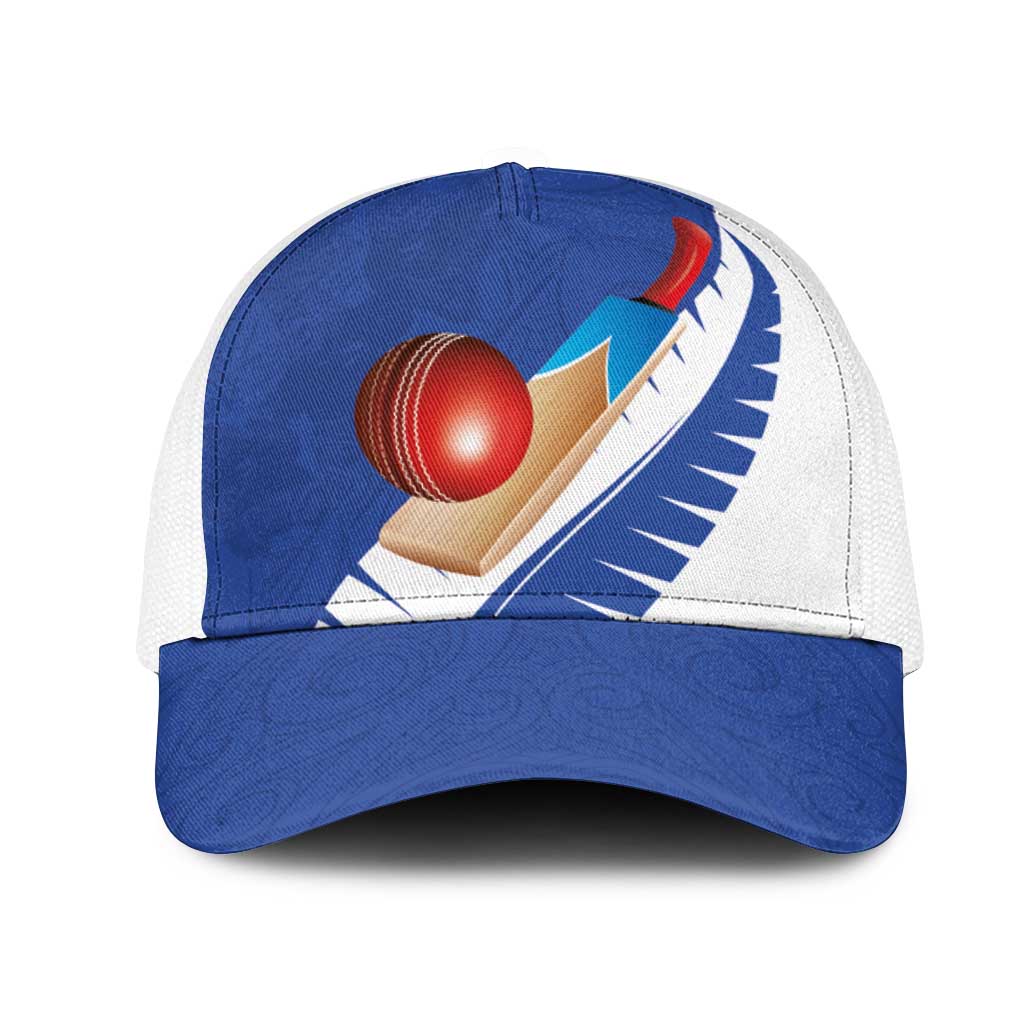 New Zealand Cricket Mesh Trucker Cap Kiwi Birds Haka Dance Blue Fern Sporty Style