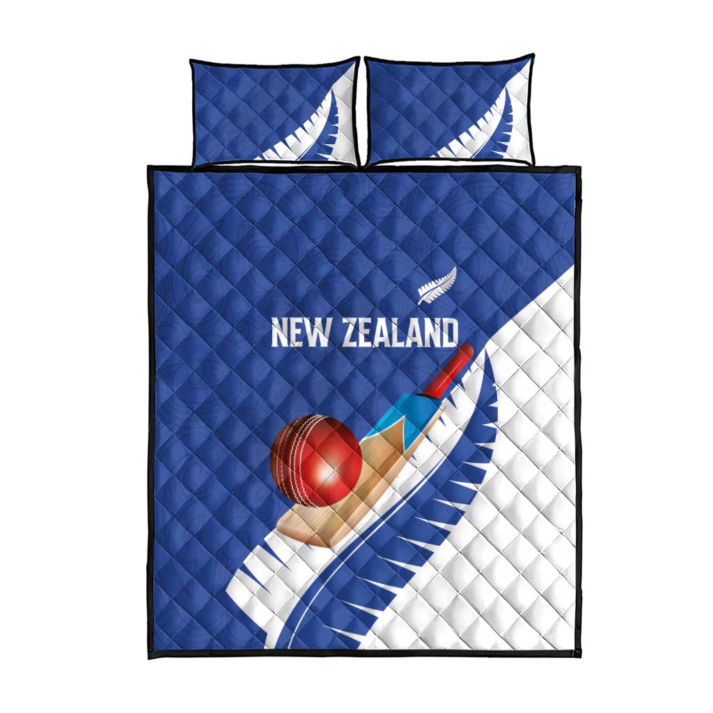 New Zealand Cricket Quilt Bed Set Kiwi Birds Haka Dance Blue Fern Sporty Style