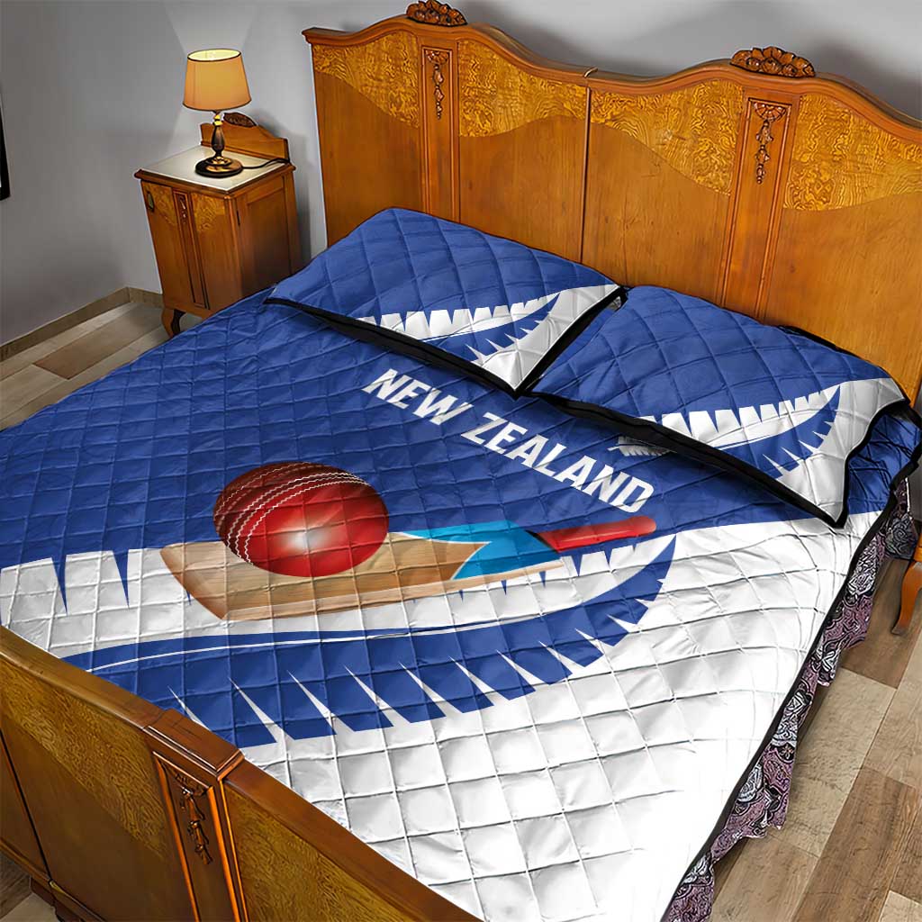 New Zealand Cricket Quilt Bed Set Kiwi Birds Haka Dance Blue Fern Sporty Style