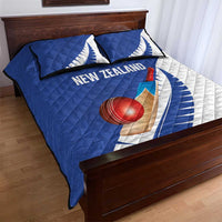 New Zealand Cricket Quilt Bed Set Kiwi Birds Haka Dance Blue Fern Sporty Style