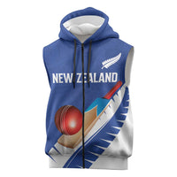 Custom New Zealand Cricket Sleeveless Zip Hoodie Kiwi Birds Haka Dance Blue Fern Sporty Style