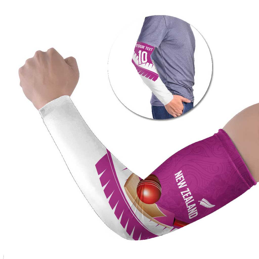 Custom New Zealand Cricket Arm Sleeves Kiwi Birds Haka Dance Pink Fern Sporty Style