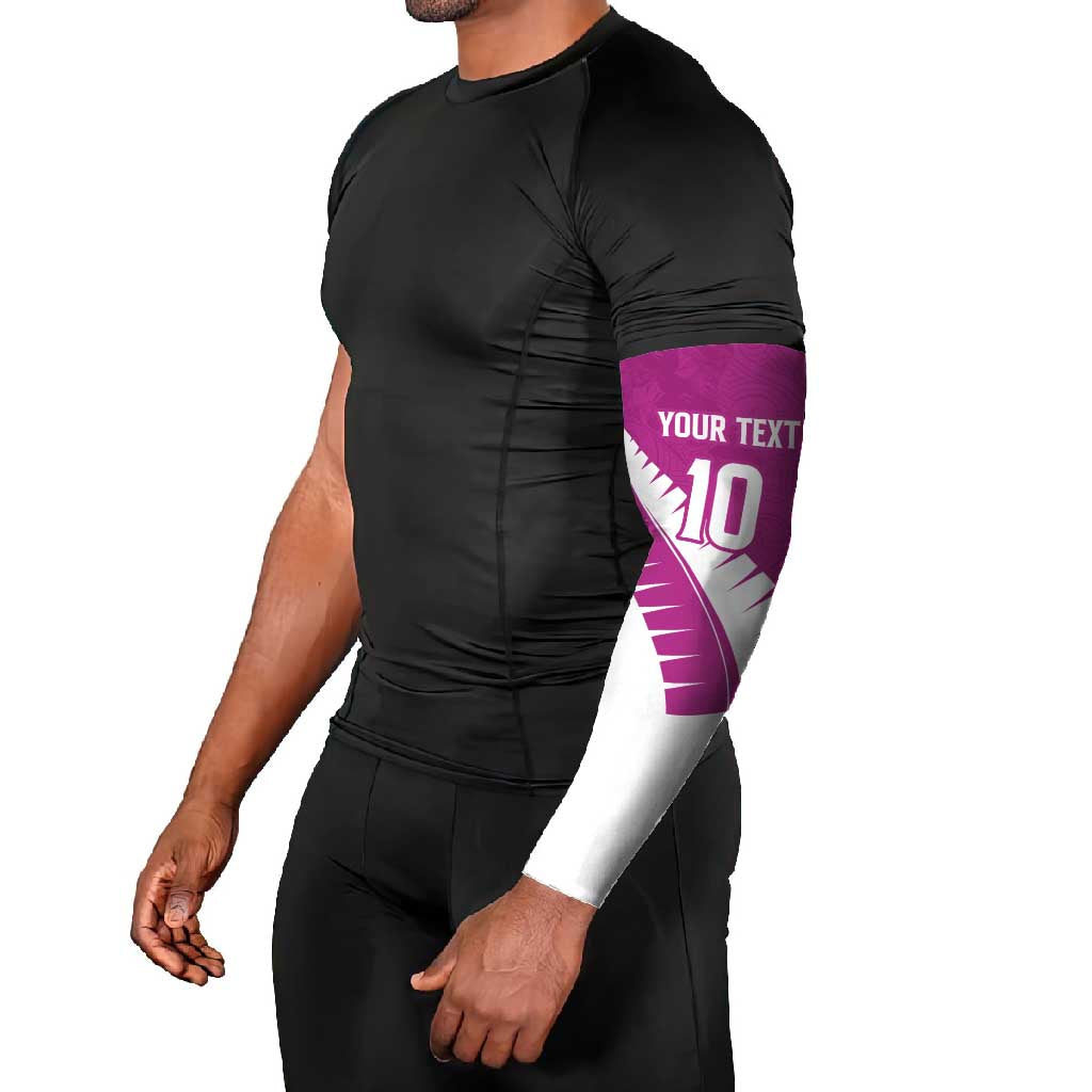 Custom New Zealand Cricket Arm Sleeves Kiwi Birds Haka Dance Pink Fern Sporty Style