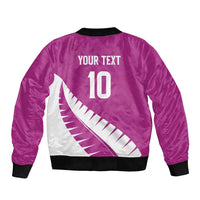 Custom New Zealand Cricket Bomber Jacket Kiwi Birds Haka Dance Pink Fern Sporty Style