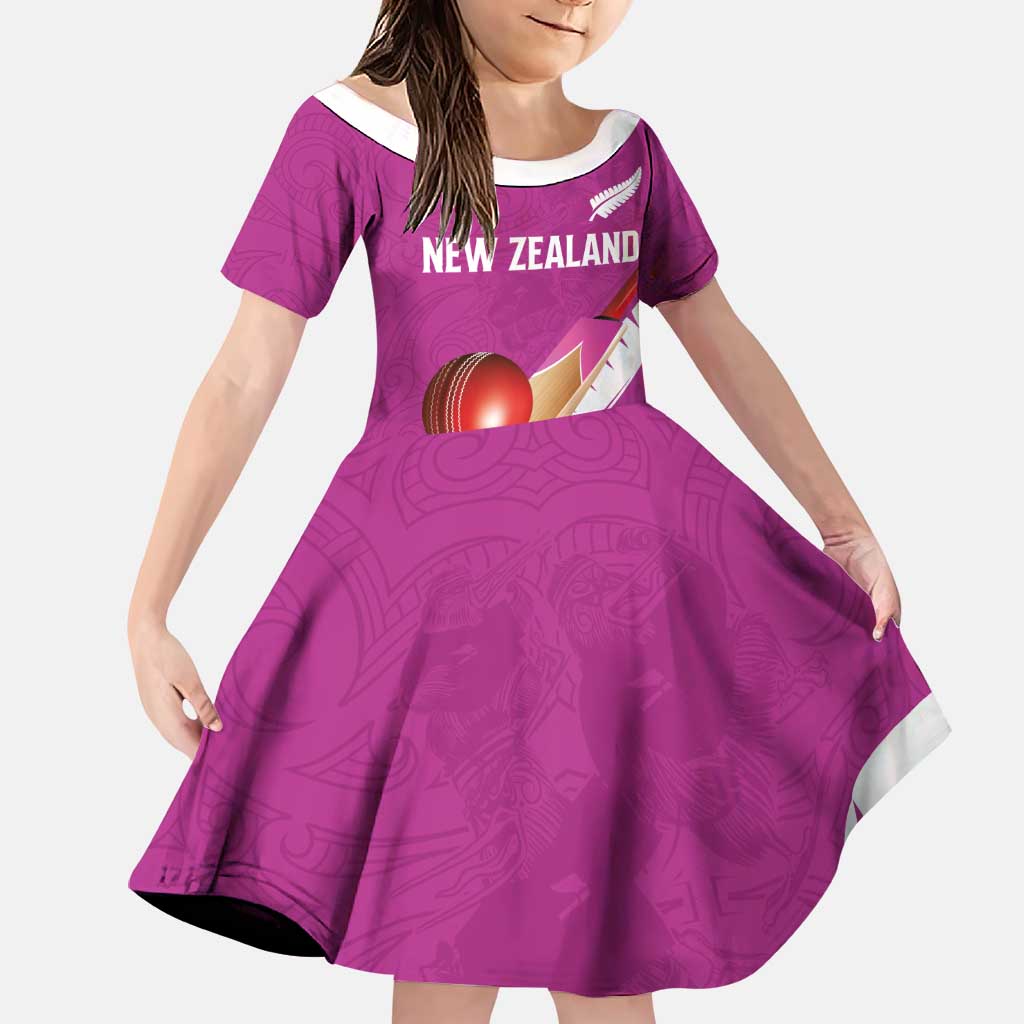 Custom New Zealand Cricket Family Matching Puletasi and Hawaiian Shirt Kiwi Birds Haka Dance Pink Fern Sporty Style