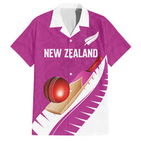 Custom New Zealand Cricket Family Matching Puletasi and Hawaiian Shirt Kiwi Birds Haka Dance Pink Fern Sporty Style