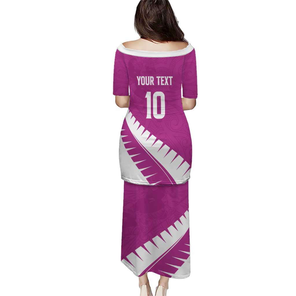 Custom New Zealand Cricket Family Matching Puletasi and Hawaiian Shirt Kiwi Birds Haka Dance Pink Fern Sporty Style