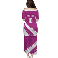 Custom New Zealand Cricket Family Matching Puletasi and Hawaiian Shirt Kiwi Birds Haka Dance Pink Fern Sporty Style