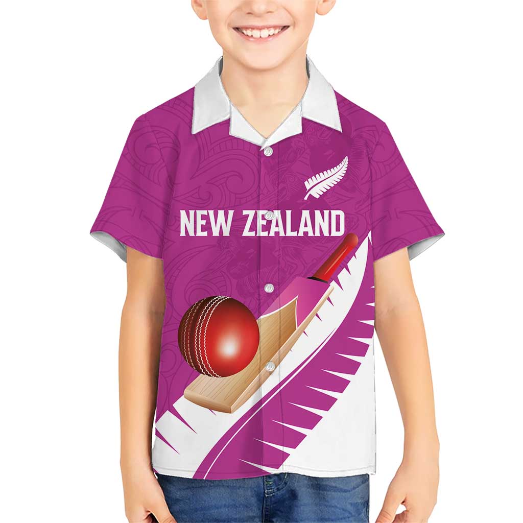 Custom New Zealand Cricket Family Matching Tank Maxi Dress and Hawaiian Shirt Kiwi Birds Haka Dance Pink Fern Sporty Style