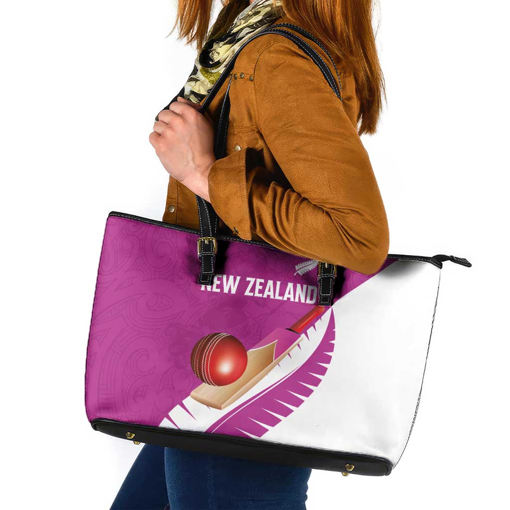 New Zealand Cricket Leather Tote Bag Kiwi Birds Haka Dance Pink Fern Sporty Style