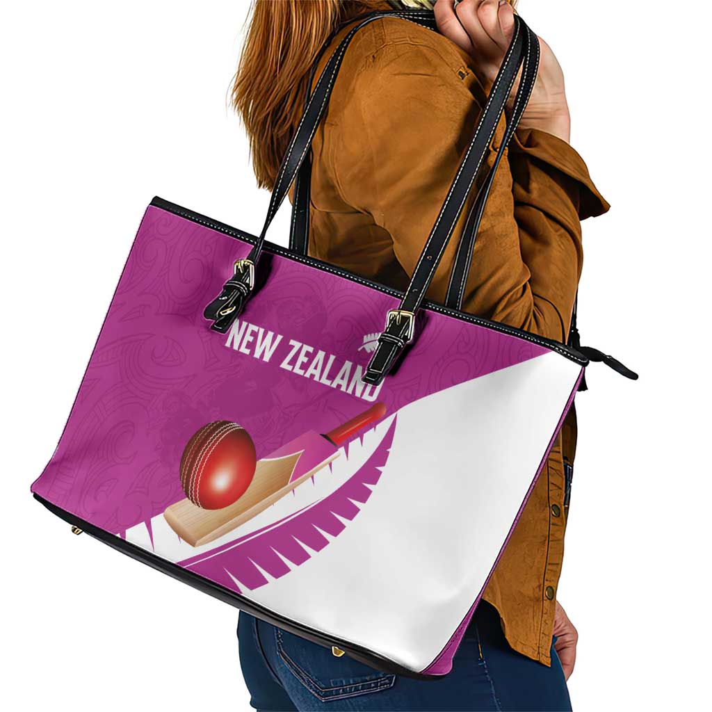 New Zealand Cricket Leather Tote Bag Kiwi Birds Haka Dance Pink Fern Sporty Style