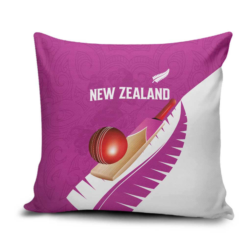 New Zealand Cricket Pillow Cover Kiwi Birds Haka Dance Pink Fern Sporty Style