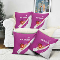 New Zealand Cricket Pillow Cover Kiwi Birds Haka Dance Pink Fern Sporty Style