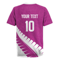 Custom New Zealand Cricket Rugby Jersey Kiwi Birds Haka Dance Pink Fern Sporty Style