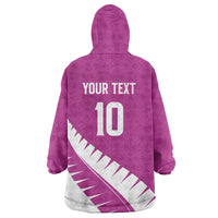 Custom New Zealand Cricket Wearable Blanket Hoodie Kiwi Birds Haka Dance Pink Fern Sporty Style