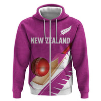 Custom New Zealand Cricket Zip Hoodie Kiwi Birds Haka Dance Pink Fern Sporty Style