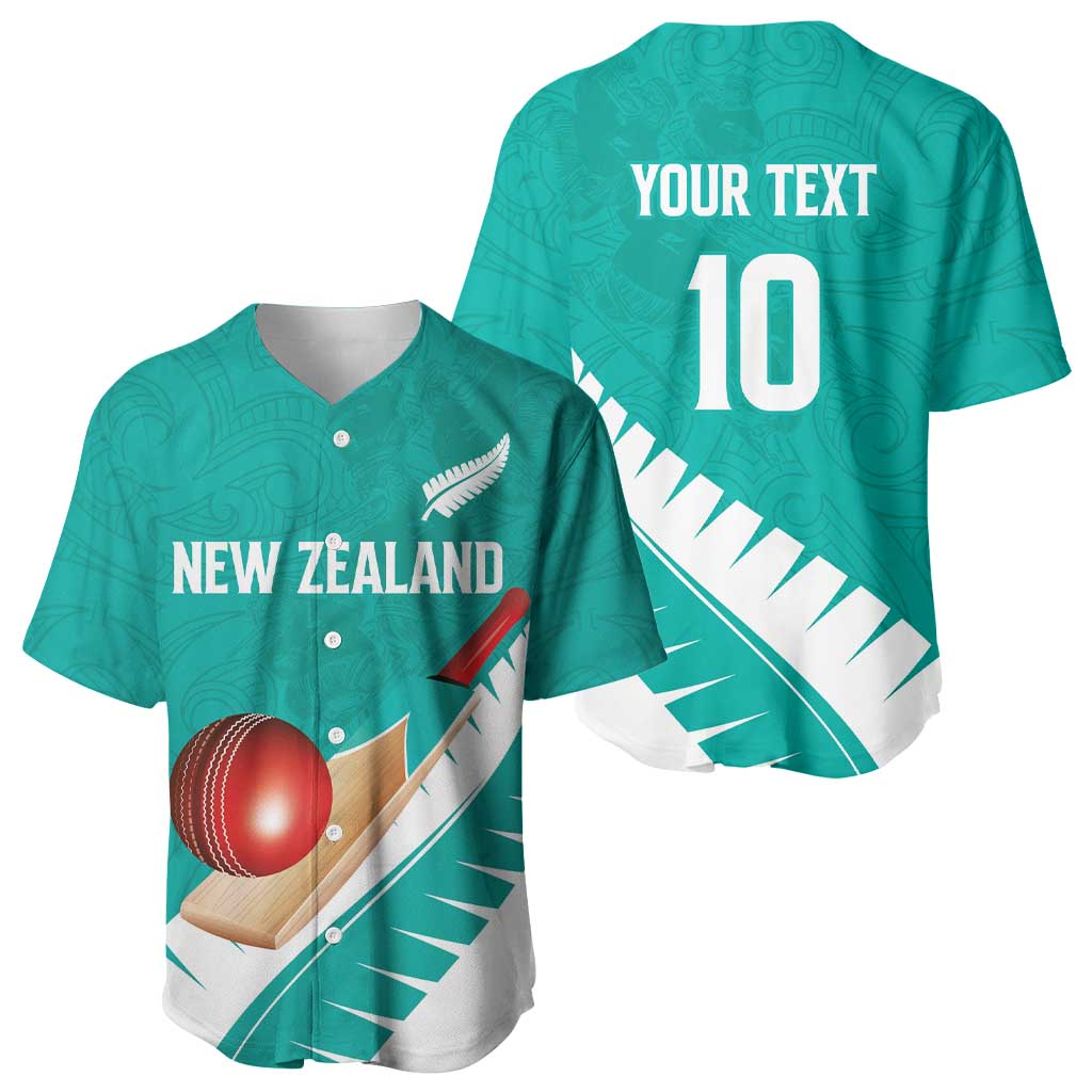 Custom New Zealand Cricket Baseball Jersey Kiwi Birds Haka Dance Turquoise Fern Sporty Style