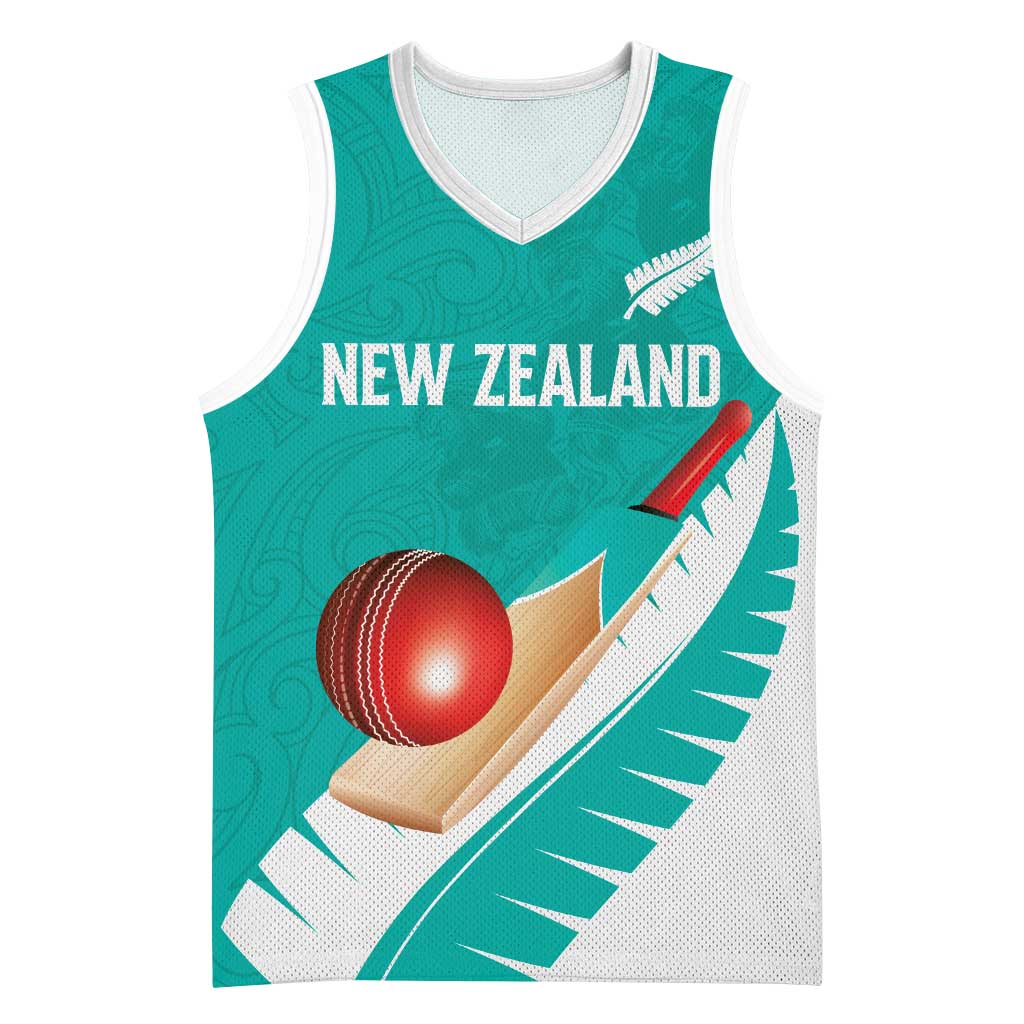 Custom New Zealand Cricket Basketball Jersey Kiwi Birds Haka Dance Turquoise Fern Sporty Style