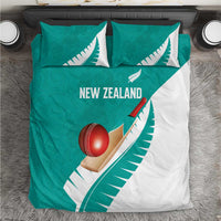 New Zealand Cricket Bedding Set Kiwi Birds Haka Dance Turquoise Fern Sporty Style