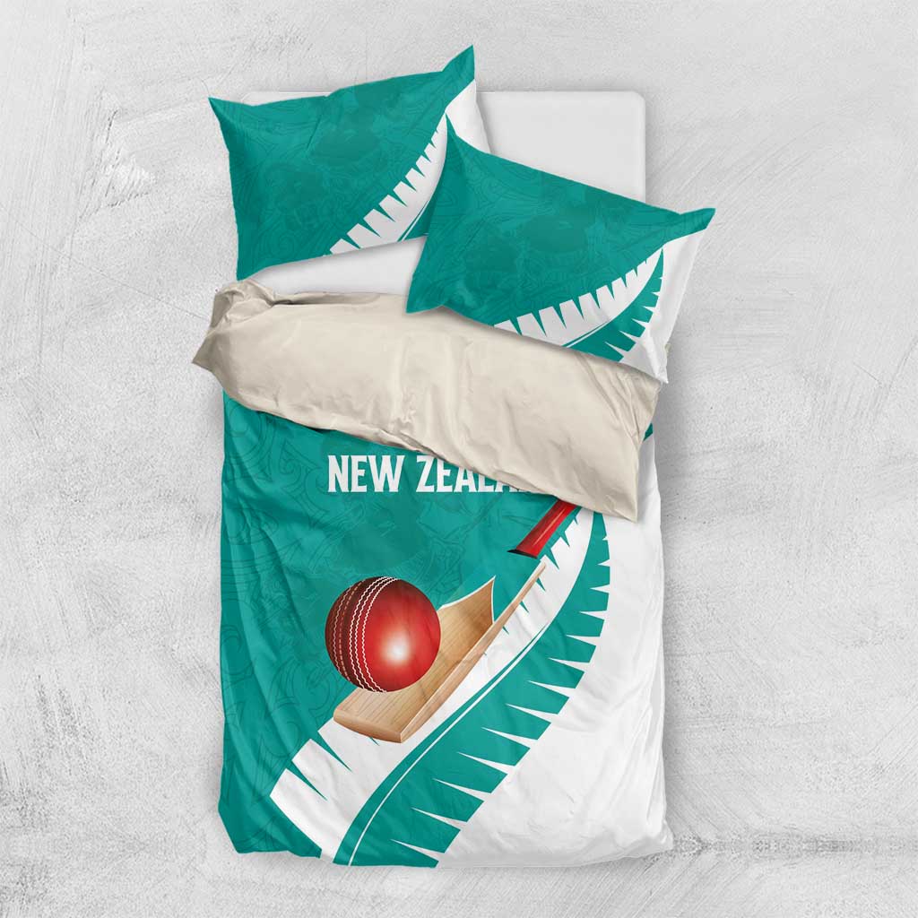 New Zealand Cricket Bedding Set Kiwi Birds Haka Dance Turquoise Fern Sporty Style