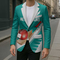 Custom New Zealand Cricket Blazer Kiwi Birds Haka Dance Turquoise Fern Sporty Style