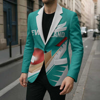 Custom New Zealand Cricket Blazer Kiwi Birds Haka Dance Turquoise Fern Sporty Style