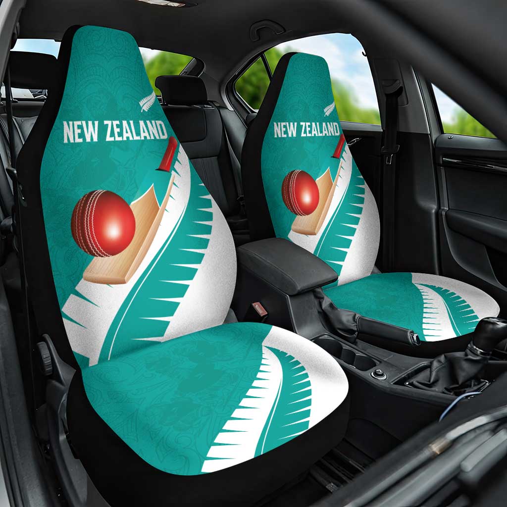 New Zealand Cricket Car Seat Cover Kiwi Birds Haka Dance Turquoise Fern Sporty Style
