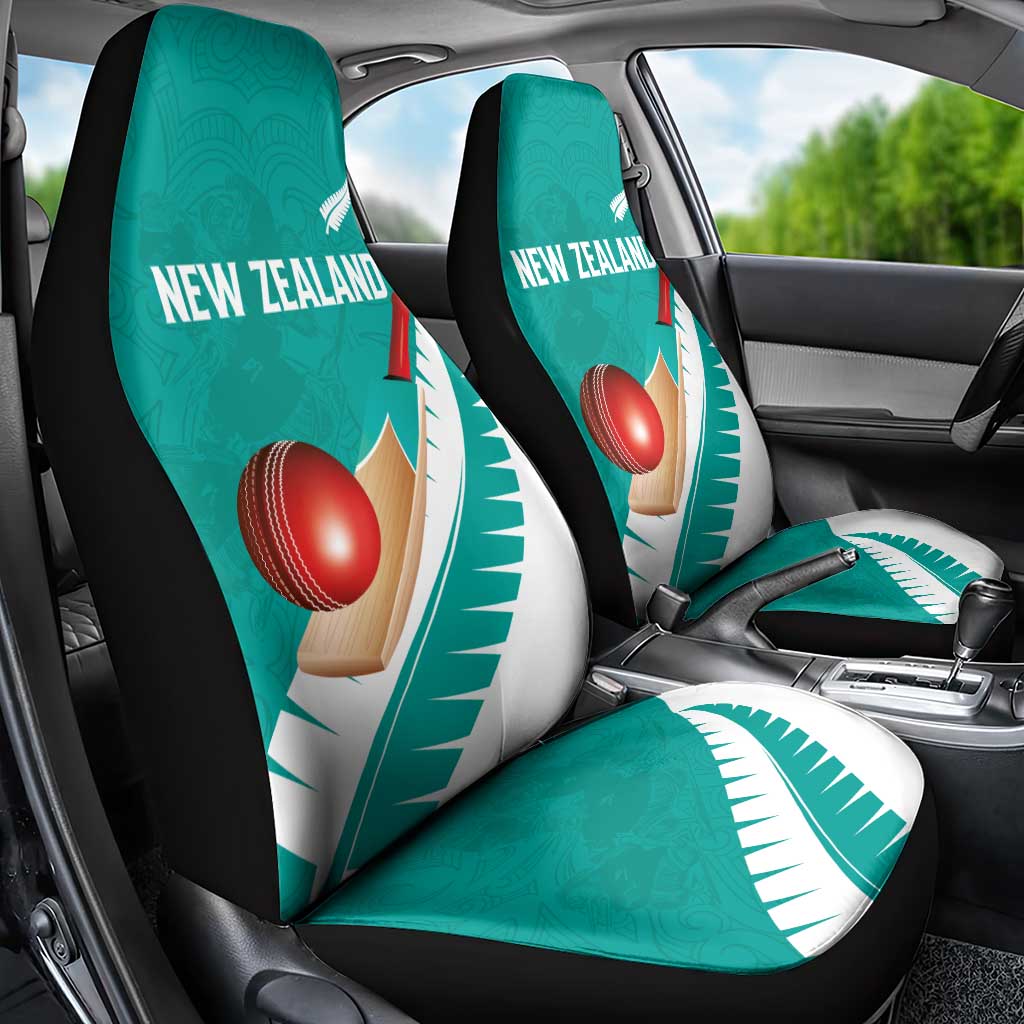 New Zealand Cricket Car Seat Cover Kiwi Birds Haka Dance Turquoise Fern Sporty Style