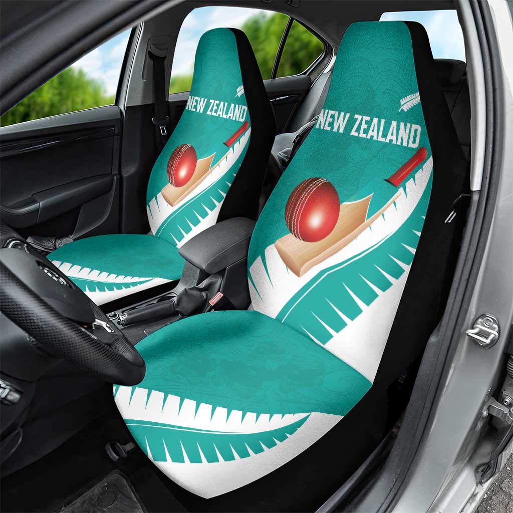 New Zealand Cricket Car Seat Cover Kiwi Birds Haka Dance Turquoise Fern Sporty Style