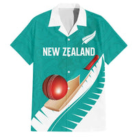 Custom New Zealand Cricket Family Matching Off Shoulder Maxi Dress and Hawaiian Shirt Kiwi Birds Haka Dance Turquoise Fern Sporty Style