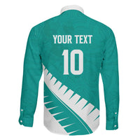 Custom New Zealand Cricket Family Matching Off Shoulder Maxi Dress and Hawaiian Shirt Kiwi Birds Haka Dance Turquoise Fern Sporty Style