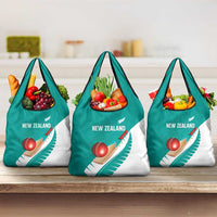 New Zealand Cricket Grocery Bag Kiwi Birds Haka Dance Turquoise Fern Sporty Style
