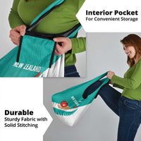 New Zealand Cricket Grocery Bag Kiwi Birds Haka Dance Turquoise Fern Sporty Style