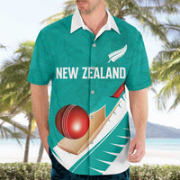 Custom New Zealand Cricket Hawaiian Shirt Kiwi Birds Haka Dance Turquoise Fern Sporty Style