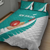New Zealand Cricket Quilt Bed Set Kiwi Birds Haka Dance Turquoise Fern Sporty Style