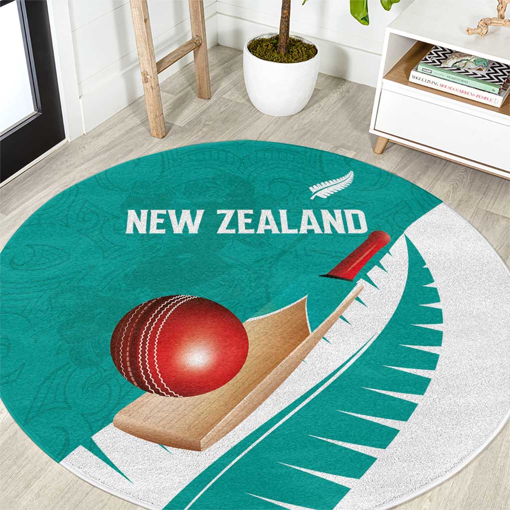 New Zealand Cricket Round Carpet Kiwi Birds Haka Dance Turquoise Fern Sporty Style