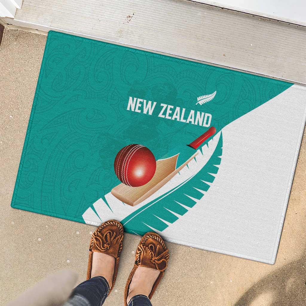 New Zealand Cricket Rubber Doormat Kiwi Birds Haka Dance Turquoise Fern Sporty Style