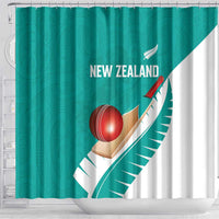 New Zealand Cricket Shower Curtain Kiwi Birds Haka Dance Turquoise Fern Sporty Style