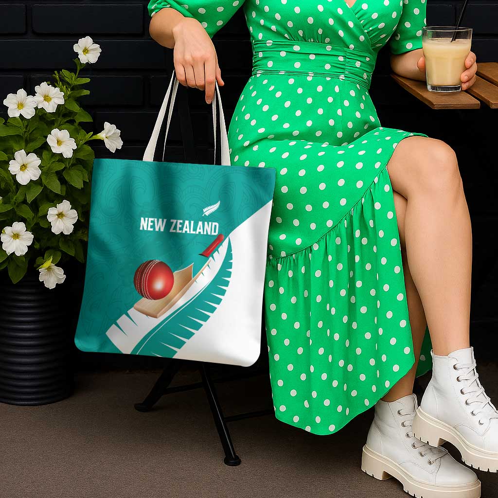 New Zealand Cricket Tote Bag Kiwi Birds Haka Dance Turquoise Fern Sporty Style