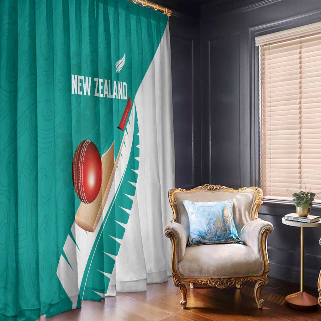 New Zealand Cricket Window Curtain Kiwi Birds Haka Dance Turquoise Fern Sporty Style