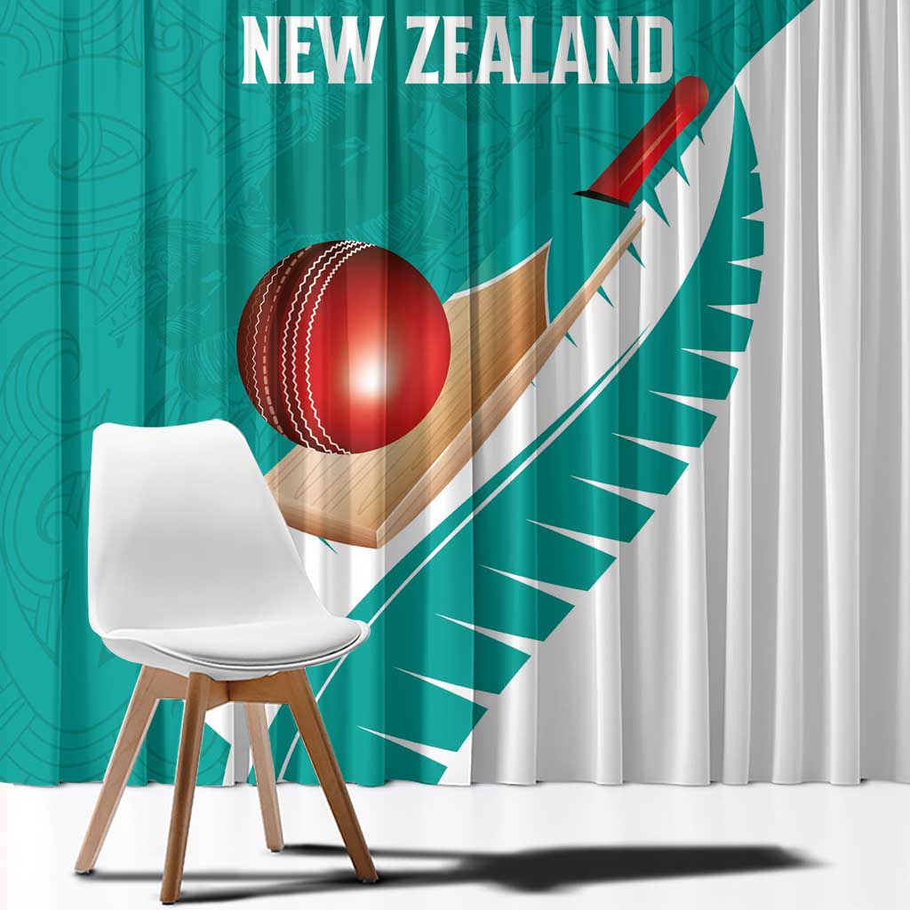 New Zealand Cricket Window Curtain Kiwi Birds Haka Dance Turquoise Fern Sporty Style