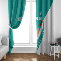 New Zealand Cricket Window Curtain Kiwi Birds Haka Dance Turquoise Fern Sporty Style