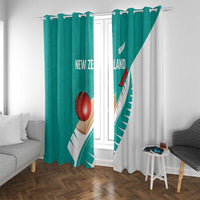 New Zealand Cricket Window Curtain Kiwi Birds Haka Dance Turquoise Fern Sporty Style