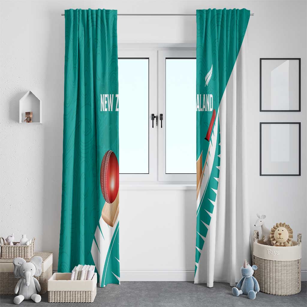 New Zealand Cricket Window Curtain Kiwi Birds Haka Dance Turquoise Fern Sporty Style