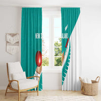 New Zealand Cricket Window Curtain Kiwi Birds Haka Dance Turquoise Fern Sporty Style